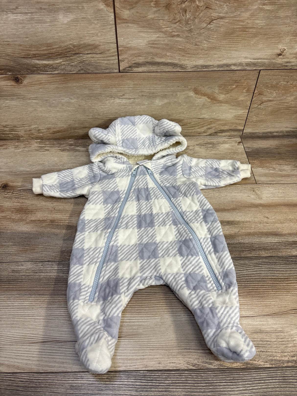 Ever & Ever Plaid Hooded Bunting White sz Newborn