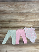Nicole Miller 3pc Floral Bodysuit & Legging Set White sz 3-6m