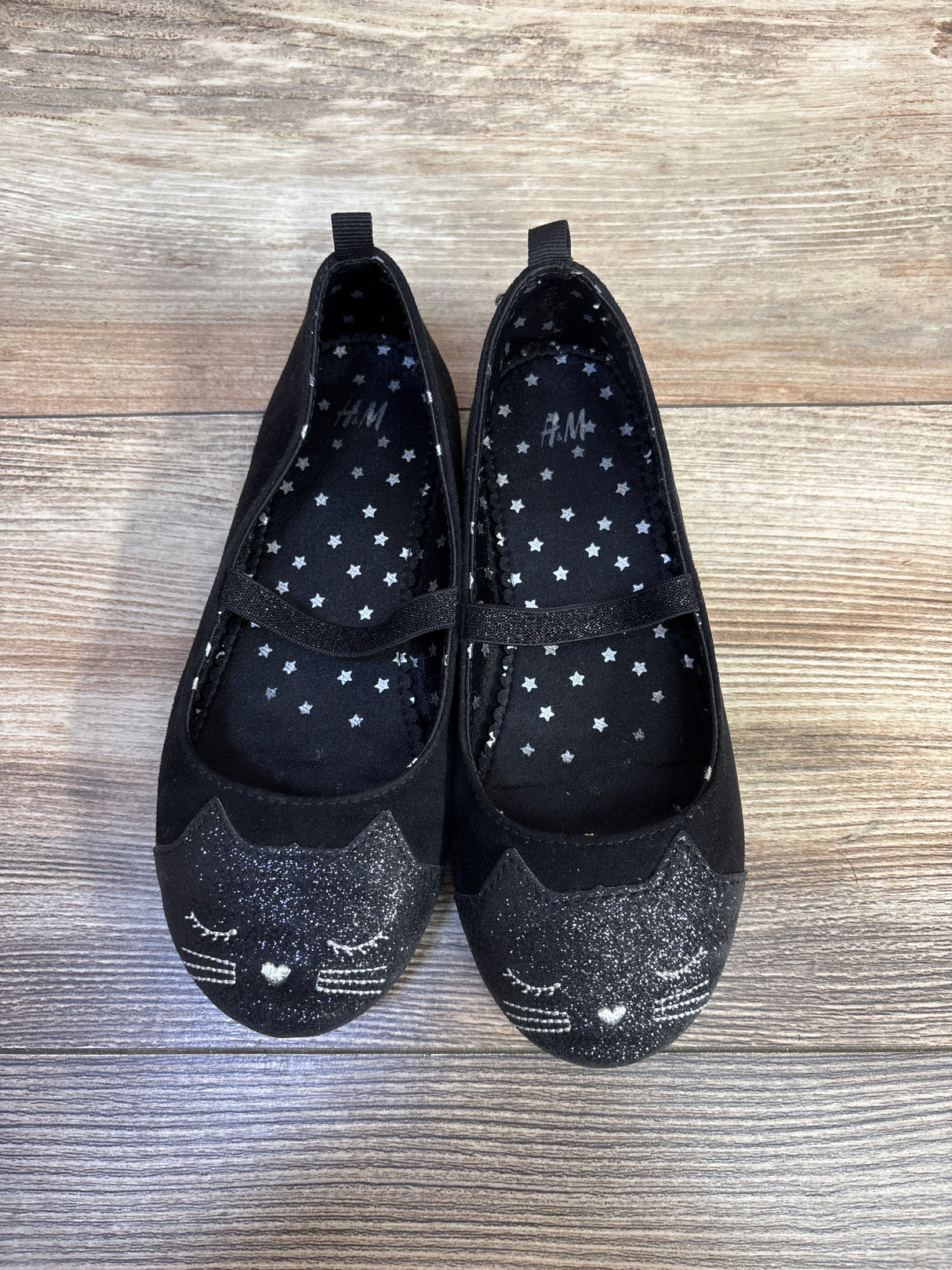 H&M Glittery Cat Ballet Flats Black sz 13c