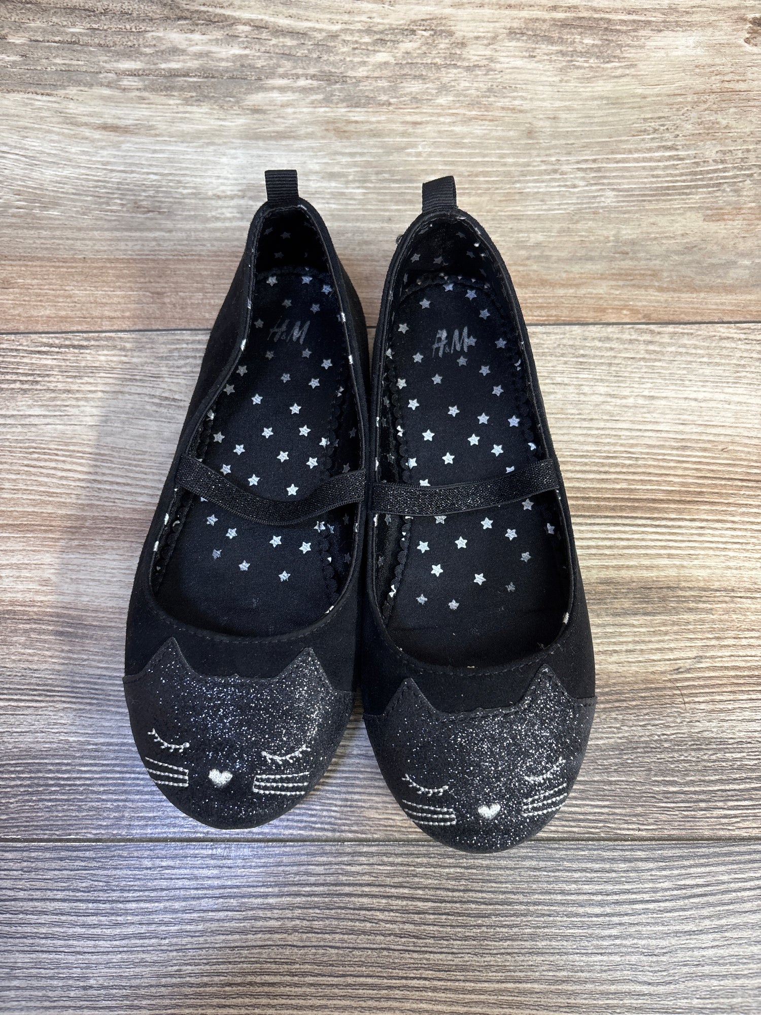 H&M Glittery Cat Ballet Flats Black sz 13c
