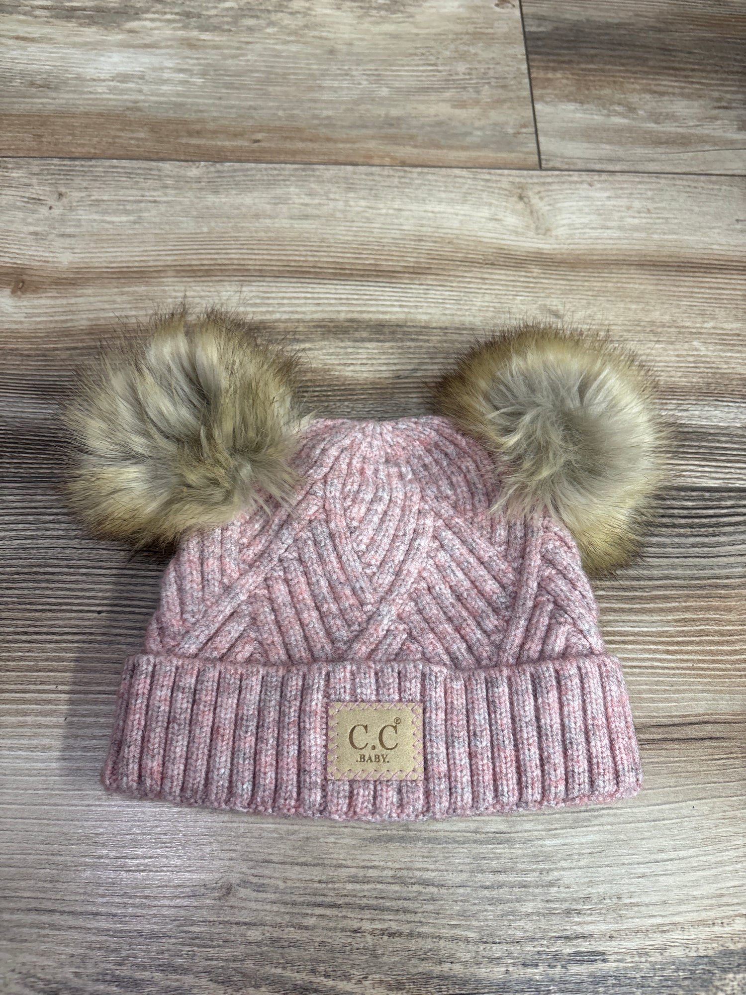 C.C Kids Chunky Knit Pom-Pom Beanie Pink One Size