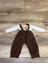 BemeyourBBs 2pc My First Thanksgiving Bodysuit & Overalls White sz 6-9m