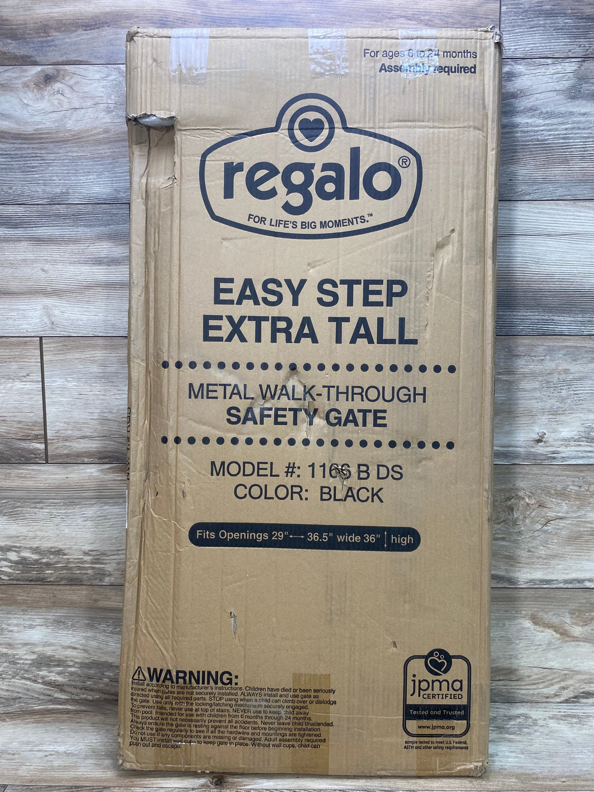 NEW Regalo Extra Tall Easy Step Metal Walk Through Baby Gate Black