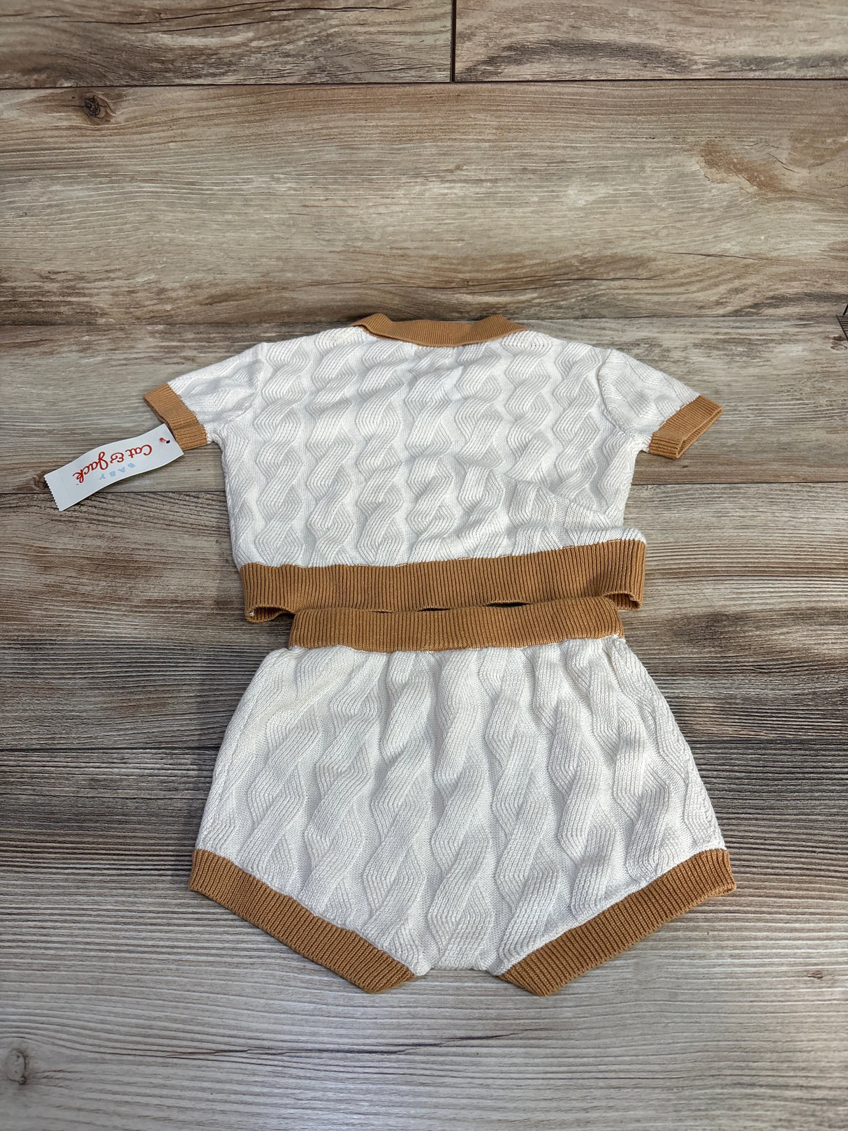 NEW Cat & Jack Knit Shirt & Bloomers 2pc Set Cream sz 3-6m