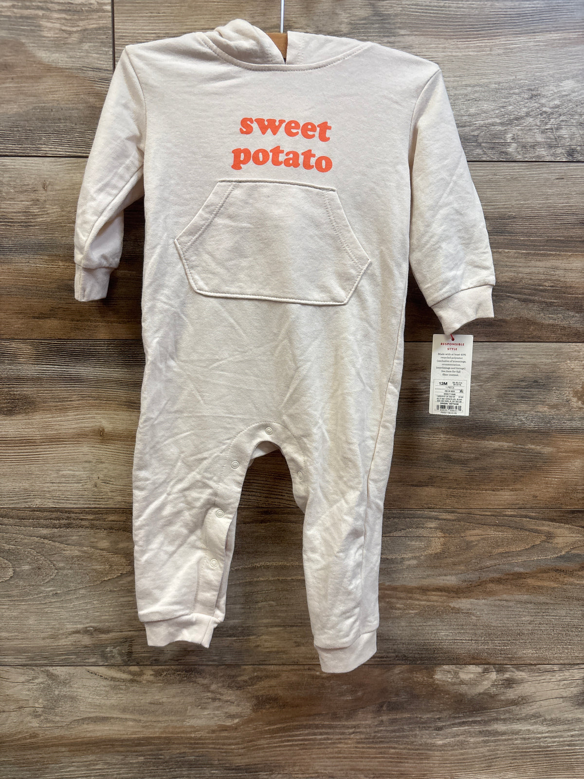 NEW Cat & Jack Hooded Sweet Potato Coverall Beige sz 12m
