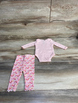 Charlotte & Star 2pc Ribbed All Smiles For Mom Bodysuit & Leggings Pink sz 0-3m