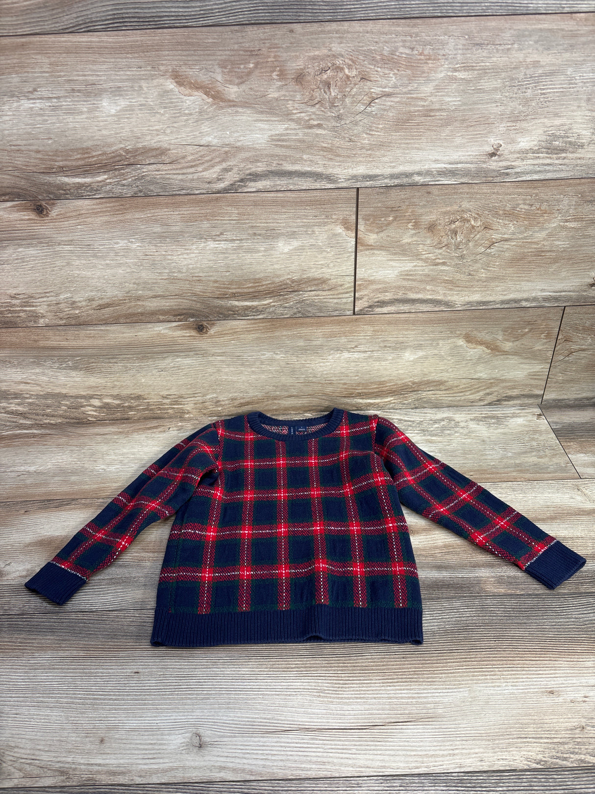 Janie & Jack The Holiday Tartan Sweater in Dark Marine sz 5