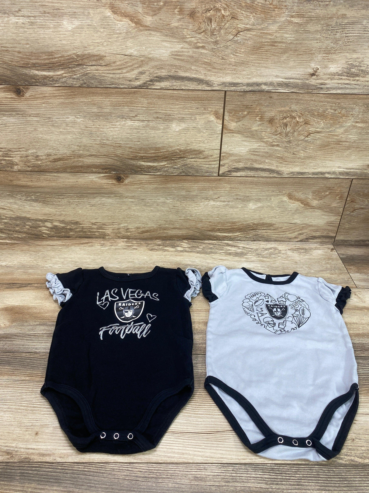 NFL Black 2pk Raiders Bodysuits sz 24m - Me 'n Mommy To Be