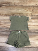 Cat & Jack 2pc Waffle Knit Shirt & Shorts Set Green sz 12m