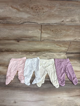 Shein 4pk Footed Pants Set Ivory sz 0-1m