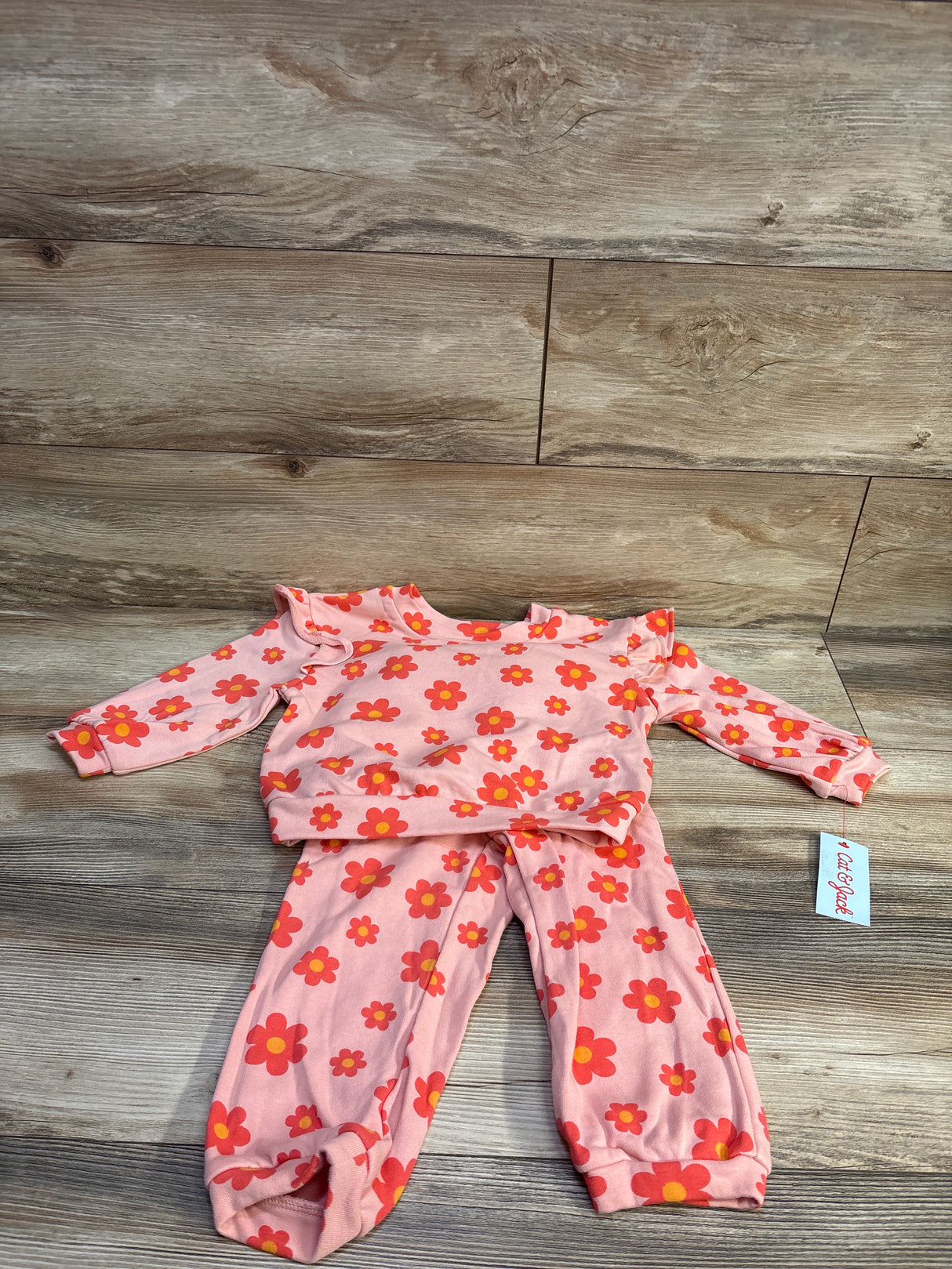 NEW Cat & Jack 2pc Floral Sweatshirt & Joggers Set Pink sz 3T