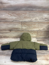 Zara Colorblock Hooded Puffer Jacket Green sz 12-18m