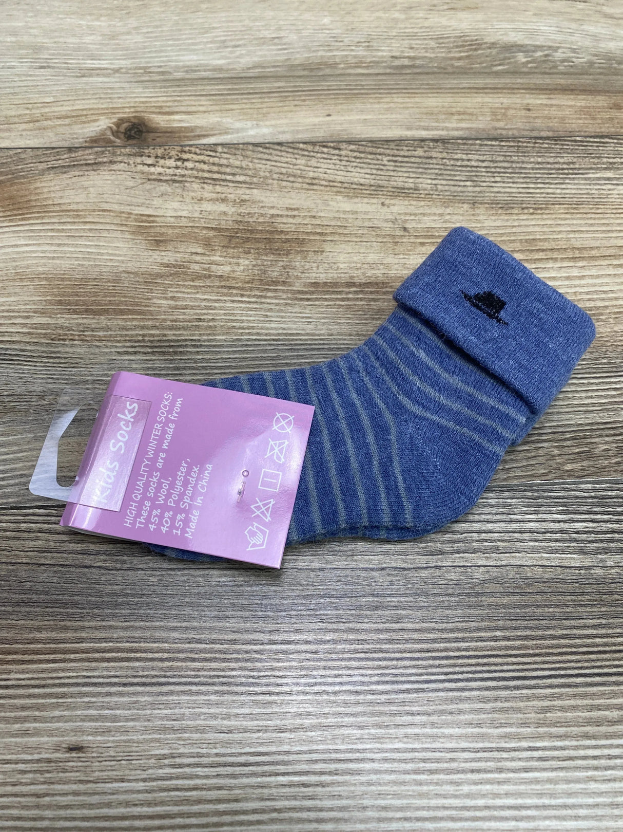 NEW Eocom Thick Warm Wool Crew Socks Blue Sz 1/3T