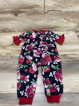 Shein Floral Ruffle Coverall Black/Red sz 18-24m