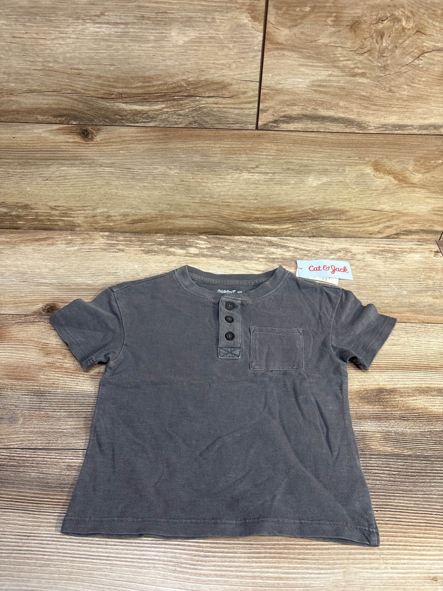 NEW Cat & Jack Henley Pocket Shirt Grey sz 18m