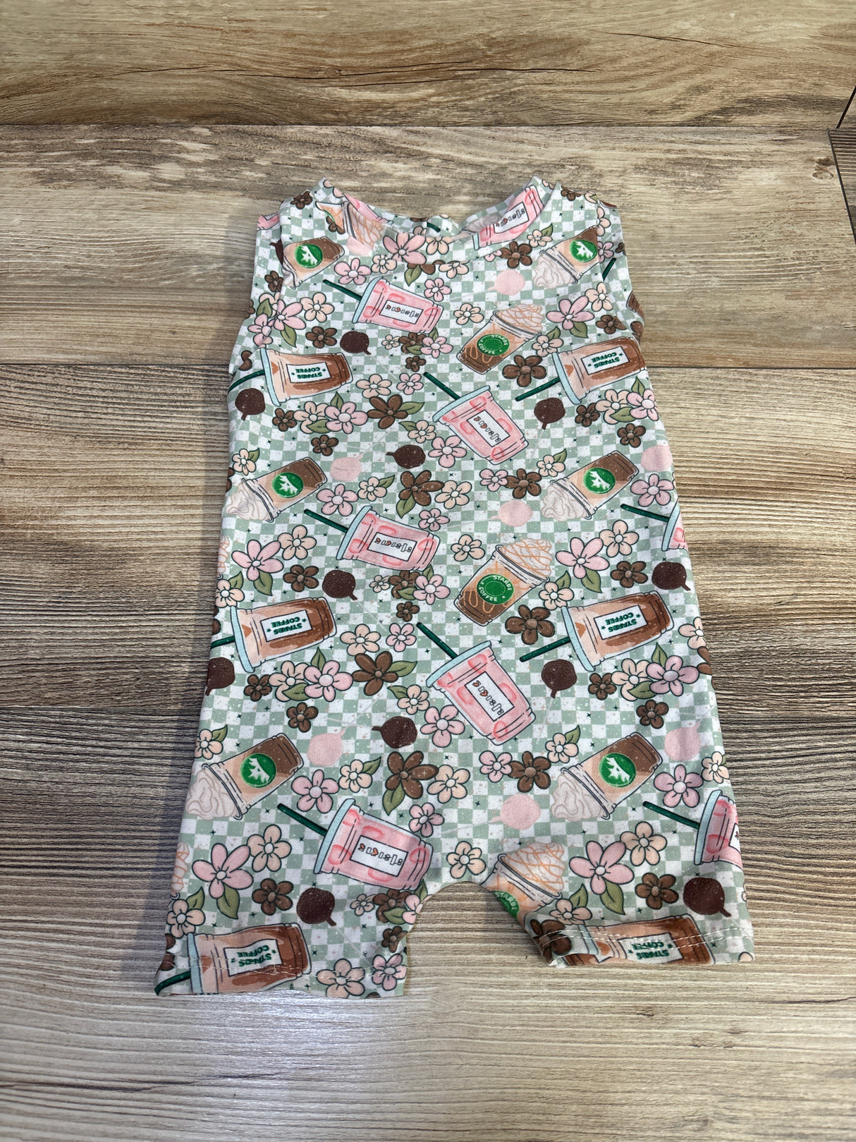 Ken & Co Coffee Shortie Romper Green sz 9-12m