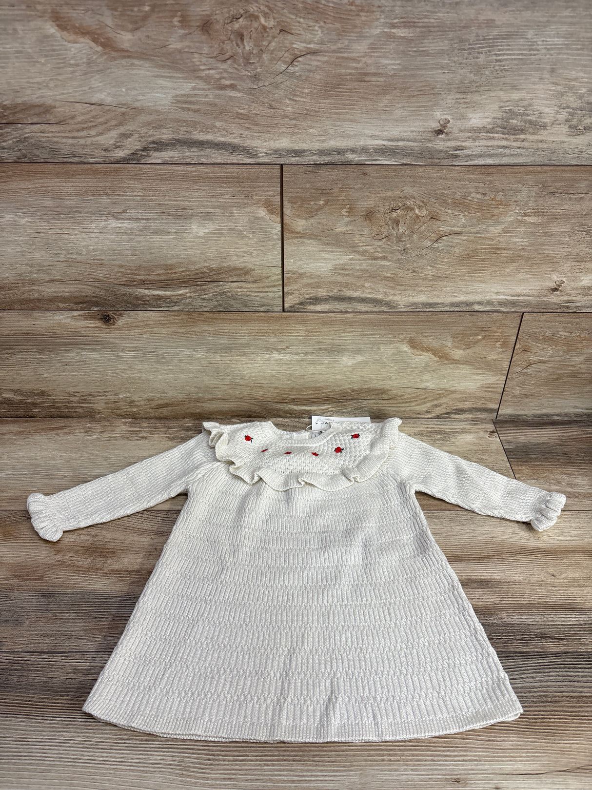 NEW Janie & Jack Baby Rose Ruffle Sweater Dress in Cream & Sugar sz 12-18m