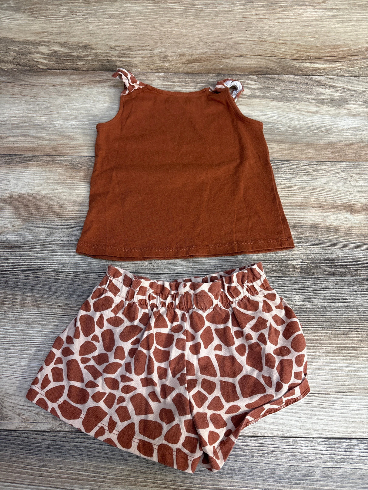 Children's Place 2pc Giraffe Tank Top & Shorts Brown sz 3T - Me n Mommy To Be