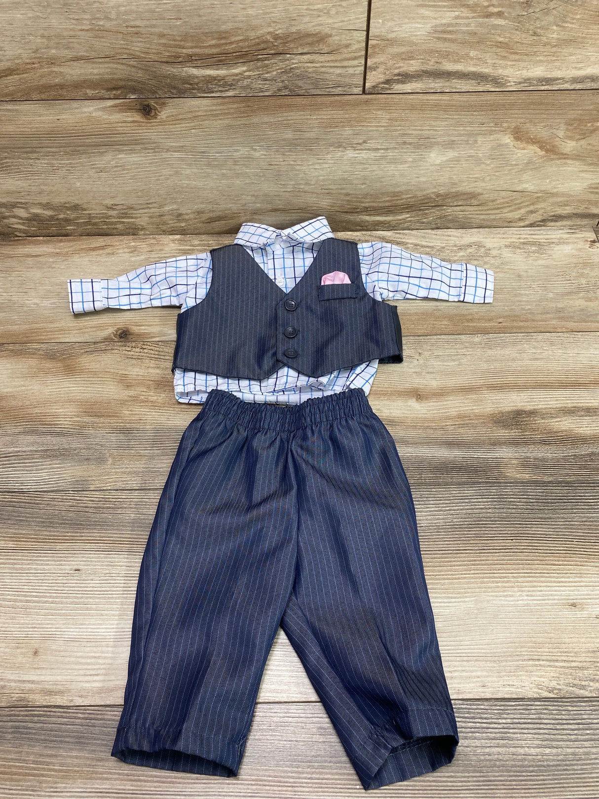 Andrew Fezza 3pc Button Up Set White/Grey sz 3-6m