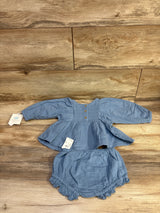 NEW Cloud Island 2pc Gauze Embroidered Peplum Top & Bloomers Set Blue sz 12m