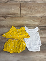 Just One You 3pc Floral Bodysuit + Top + Skirt White/Yellow sz 6m - Me n Mommy To Be