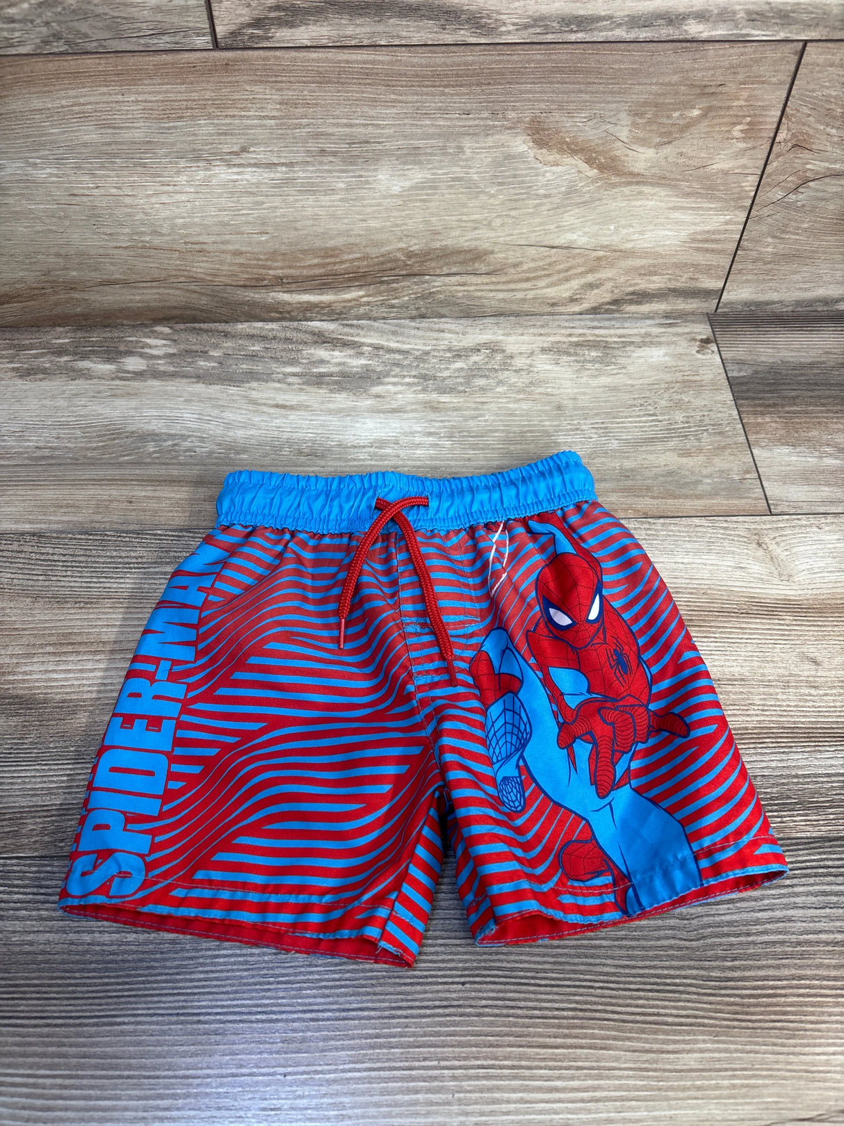 Marvel Striped Spiderman Swim Trunks Blue sz 2T
