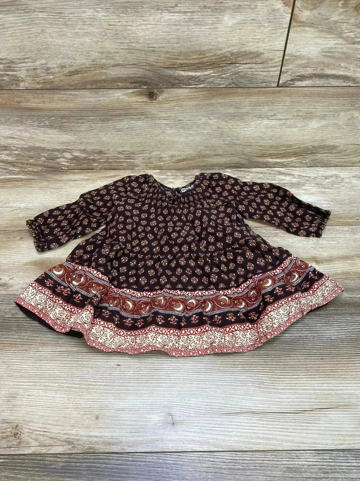 Old Navy Tiered Swing Dress Brown sz 12-18m - Me n Mommy To Be