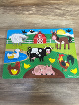 Melissa & Doug Wooden Peg Puzzle, Farm Animals 8pc