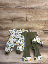Actgleam 3pc Snap Jumpsuits with Hat Green Avocado sz 3-6m