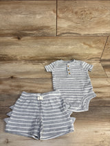 Carter's 2pc Waffle Knit Henley Bodysuit & Shorts Set Grey sz 12m