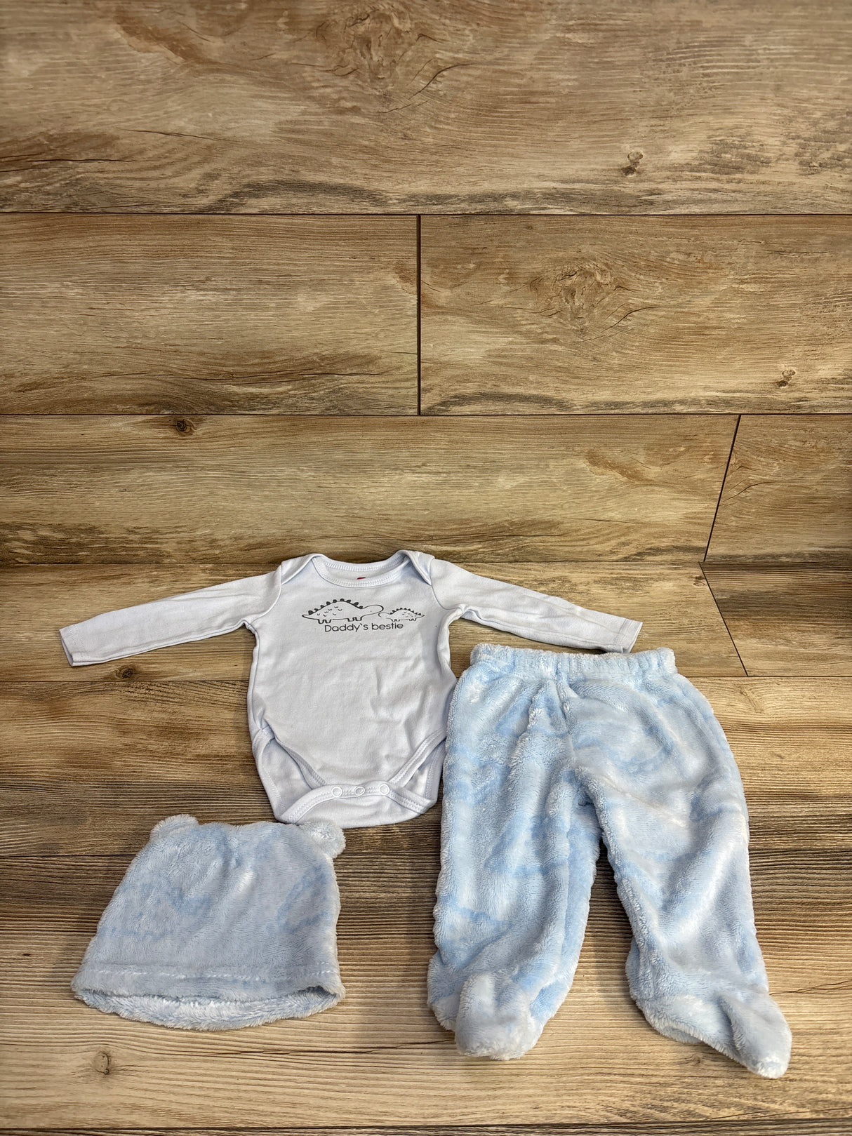 Mini Hop 3pc Daddy's Bestie Bodysuit Set Light Blue sz 9m