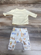 Disney Baby 2pc Winnie The Pooh Kimono Shirt & Pants Yellow sz Preemie