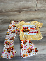 NWOT Shein 2pc Little Miss Gobble Gobble Shirt & Pants Set Yellow sz 4T