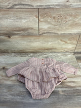 Nicole Miller Striped Smocked Ruffle Bodysuit Dress Pink sz 3-6m