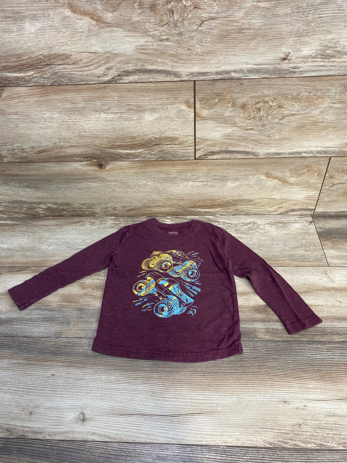 Jumping Beans Monster Truck Long Sleeve Shirt Burgundy sz 3T
