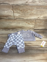 NEW Cat & Jack 2pc Happy When I'm With You Sweatshirt Set Grey sz Newborn