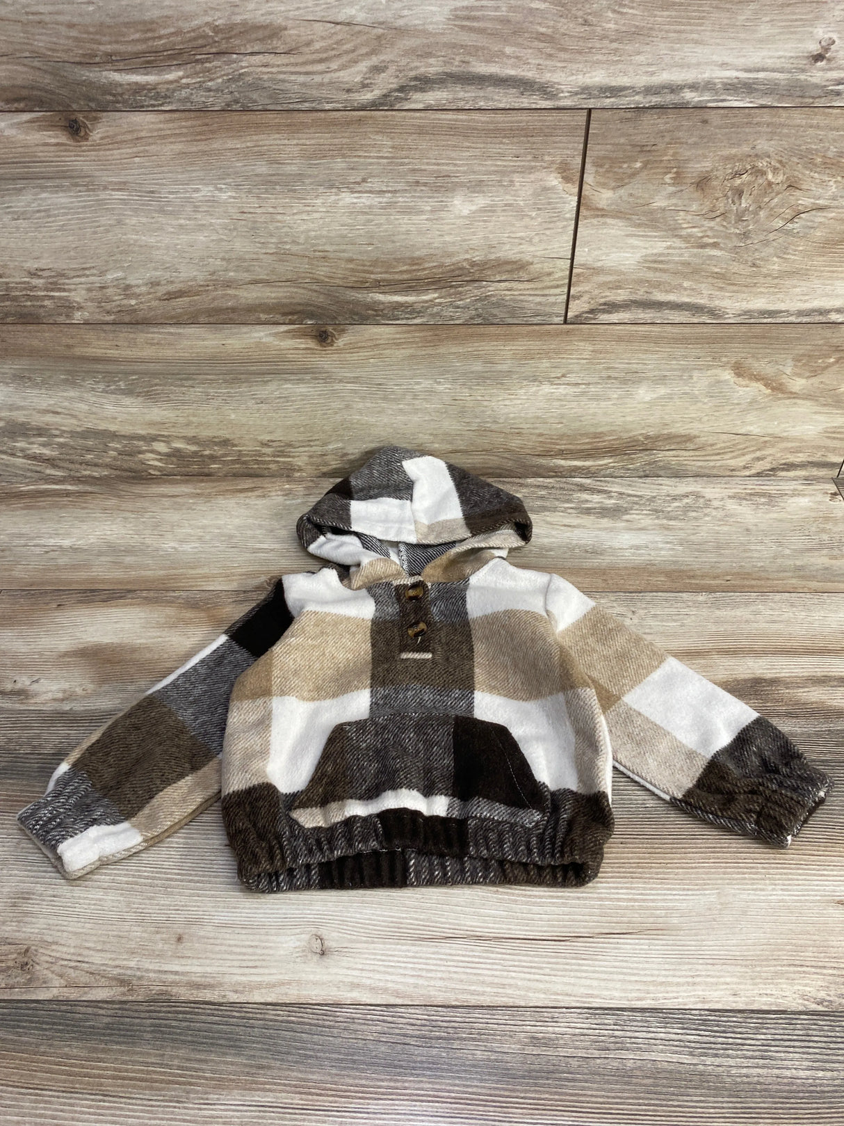 Shein Plaid Hooded Jacket Brown sz 2T