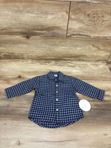 NEW Edgehill Collection Long Sleeve Gingham Button-Down Flannel Blue sz 6m