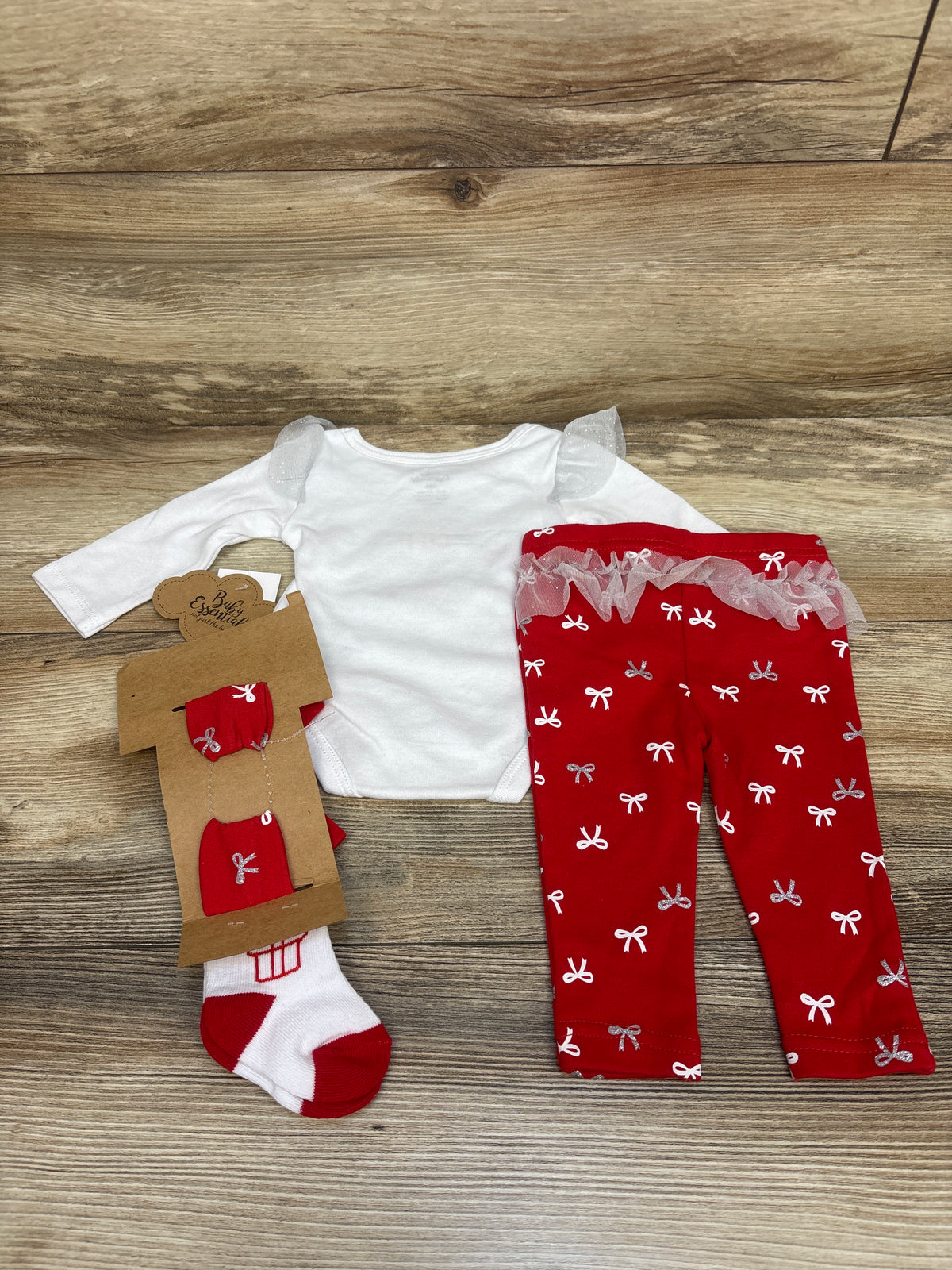 NEW Baby Essentials 4pc Best Gift Ever Christmas Layette Set White sz 3m