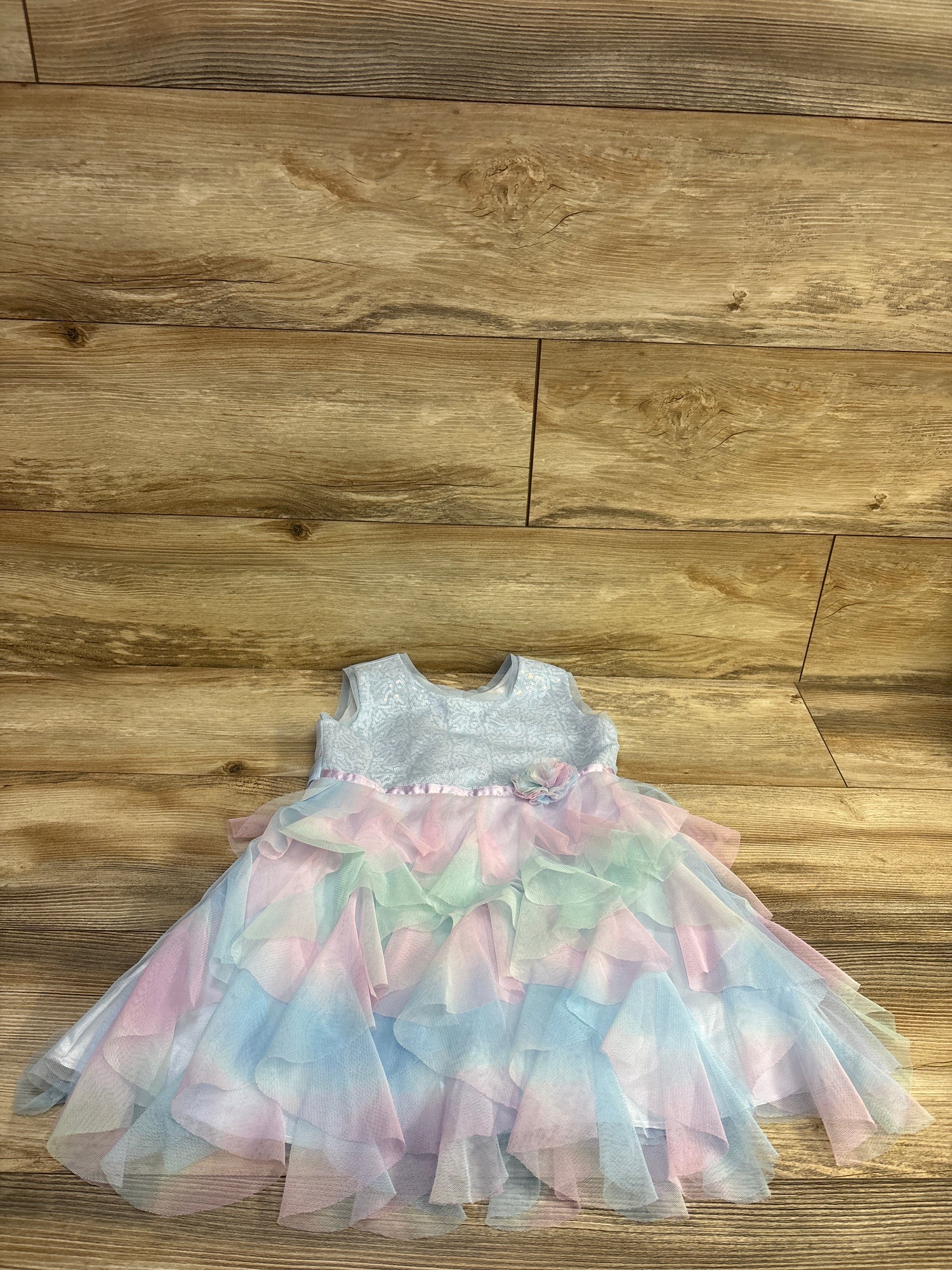Jona Michelle Sequin Layered Tulle Dress Blue sz 4T