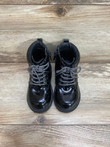 Wonder Nation Patent Moto Fashion Combat Boots Black Sz 6c