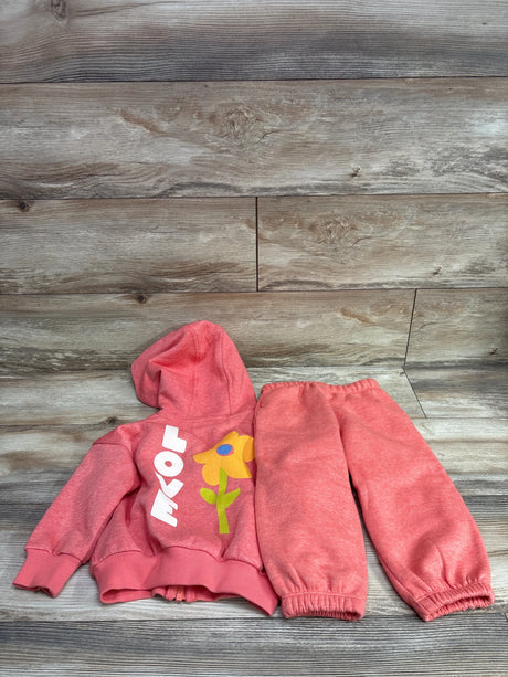 Cat & Jack coral 2-piece zip-up jacket and joggers set for toddlers size 2T