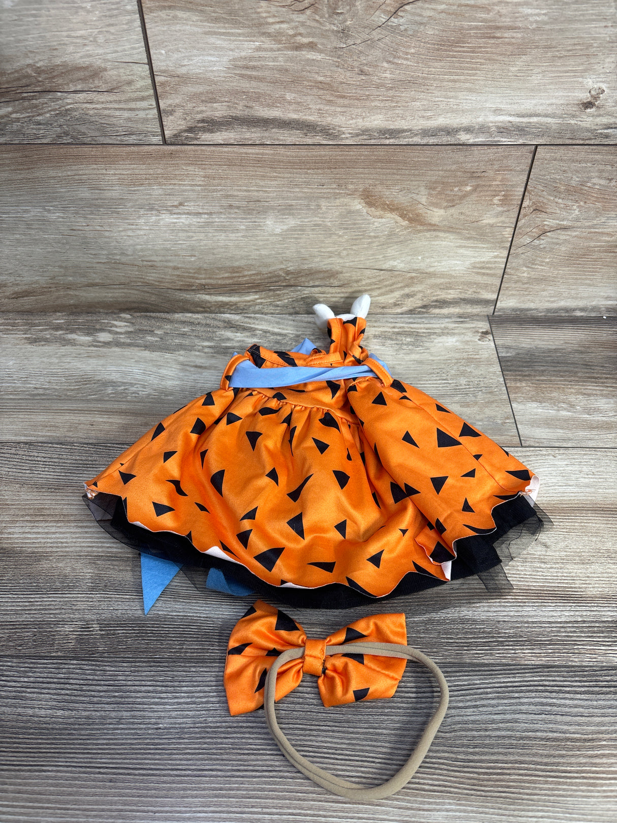 2pc Flintstones Pebble Costume Orange sz 0-3m