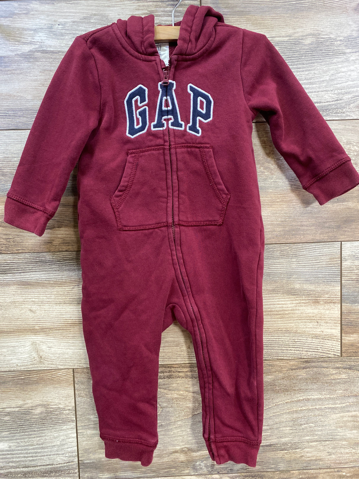 Gap Hooded Coverall Burgundy sz 12-18m
