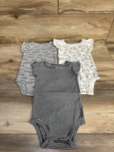 Carter's 3pk Flutter Sleeve Bodysuits Grey sz 9m