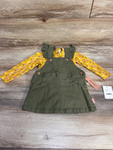 NEW BCBG Girls 2pc Floral Jumper Dress Set Yellow/Green sz 12m - Me n Mommy To Be