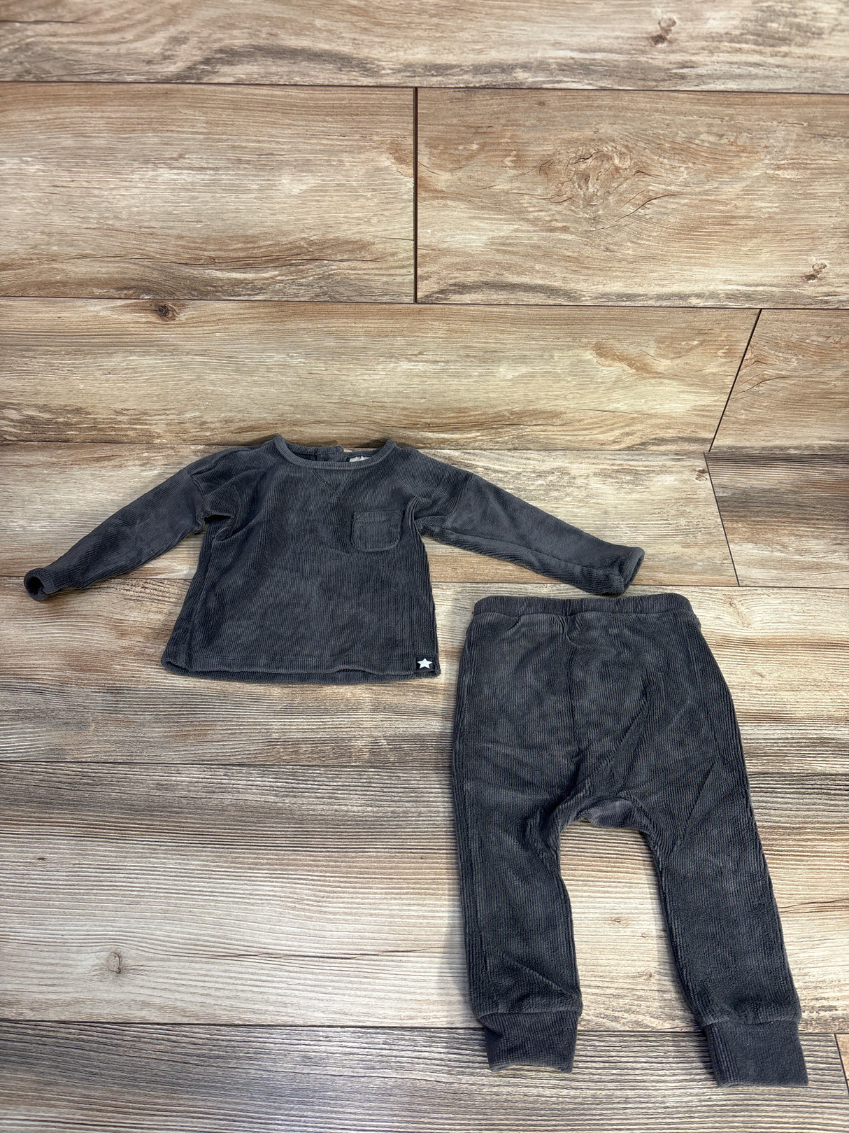 Modern Moments 2pc Textured Long Sleeve Shirt & Pants Set Grey sz 6-9m