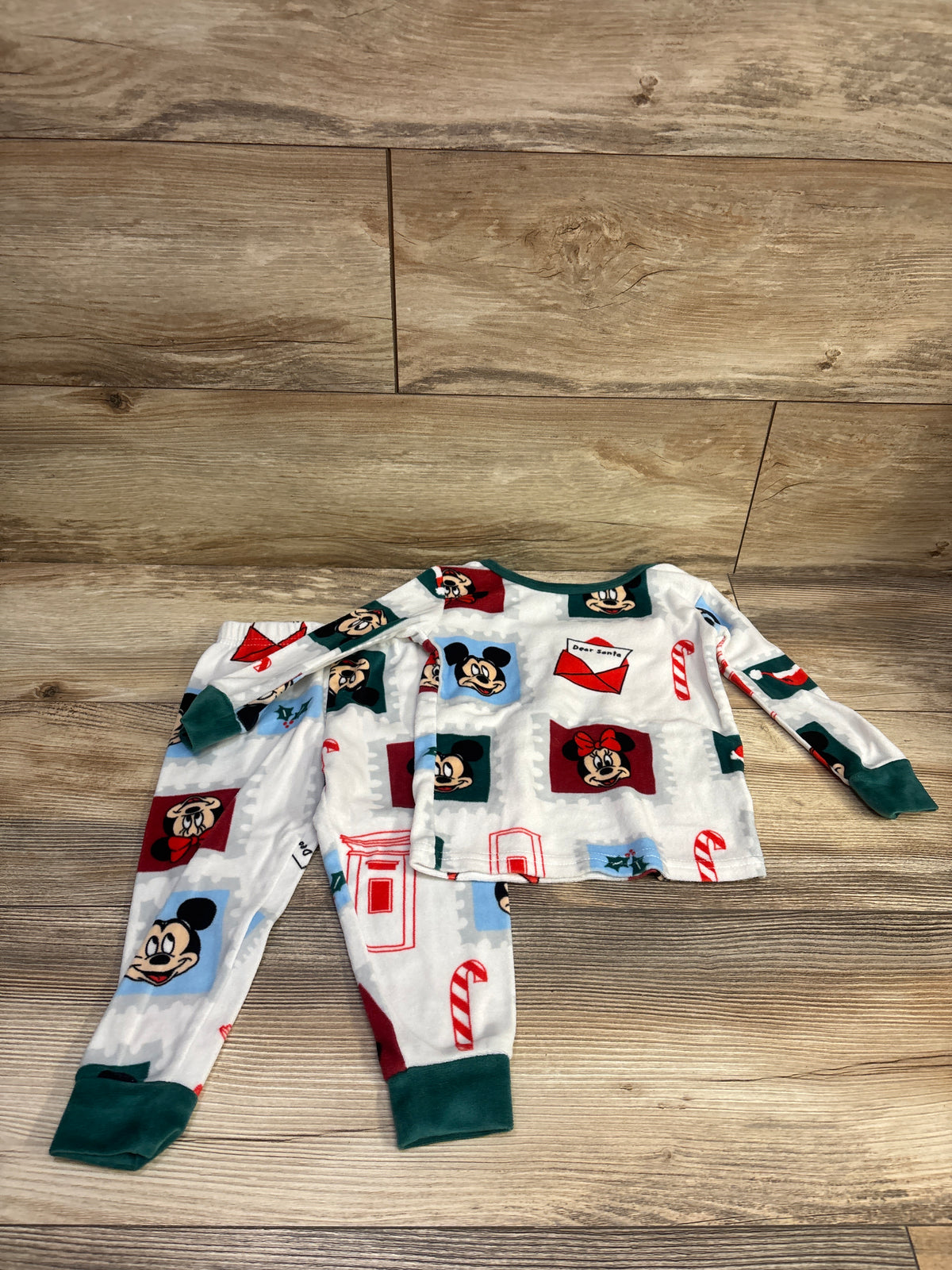 Disney 2pc Mickey Mouse Christmas Pajama Set White sz 2T