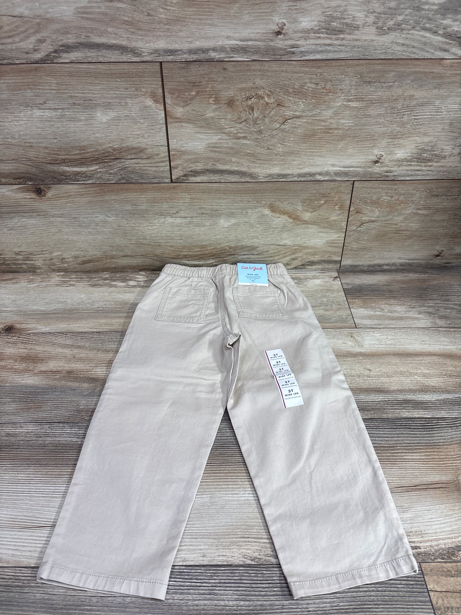 NEW Cat & Jack Wide Leg Drawstring Joggers Beige sz 3T