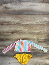 Wonder Nation 2pc Striped Rash Guard Swim Set White sz 5T